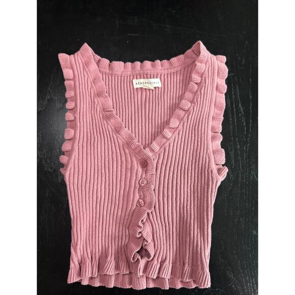 Aeropostale Size Small- Dusty Rose Pink- Sweater Crop Ribbed Tank- romantic top - Picture 4 of 8